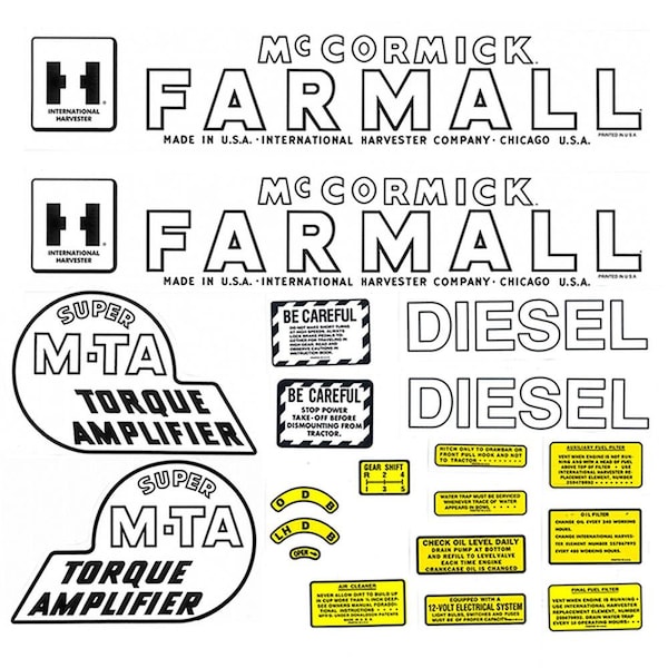 Aftermarket IH Farmall McCormick Super MTA Diesel Decal Set MAE30-1445 - main